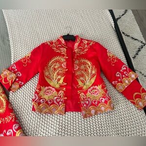 Red and gold Phoenix cheongsam/qipao set